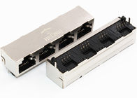 1 * N RJ45 Multiple Port Connectors , Right Angle Tab Up RJ45 Multiport Connector
