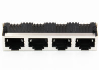 1 * N RJ45 Multiple Port Connectors , Right Angle Tab Up RJ45 Multiport Connector