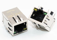 Right Angle 8P8C RJ45 Female Connector 10 / 100 Base - T Magnetic With G / Y LED Pipes